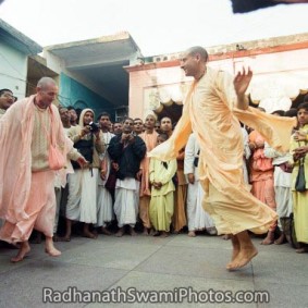 Dancing in kirtan with devotees  283x283 Radhanath Swami As a Music Lover