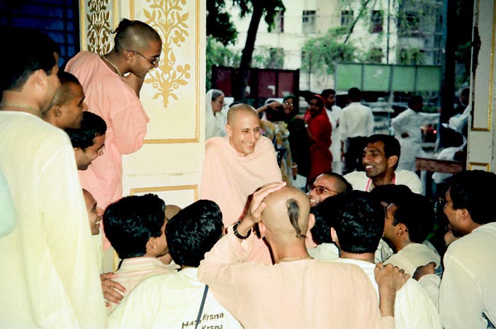 Radhanath Swamitalking with Devotees