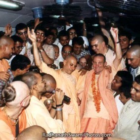 Radhanath Swami during kirtan in a train1 283x283 Radhanath Swami As a Music Lover
