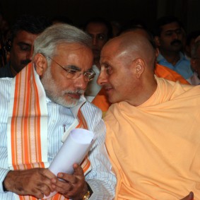 Radhanath Swami with Radhanath Swami with Narendra Modi Chief Minister 283x283 Radhanath Swami at Gujarat Book Launch