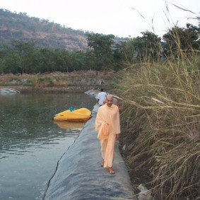 Radhanath Swami Near The Lake at Govardhan Ashram Radhanath Swami near The Lake 283x283 Radhanath Swami In Govardhan Ashram