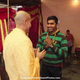 Radhanath Swami Maharaj RadhanathSwamiinBarsanaEyeCampFebruary2012072 new 283x283 Radhanath Swami At Barsana Camp 2012