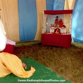Radhanath Maharaj RadhanathSwamiinBarsanaEyeCampFebruary2012100 new 283x283 Radhanath Swami At Barsana Camp 2012