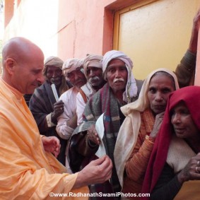 Radhanath Maharaj at Barsana RadhanathSwamiinBarsanaEyeCampFebruary2012202 new 283x283 Radhanath Swami At Barsana Camp 2012