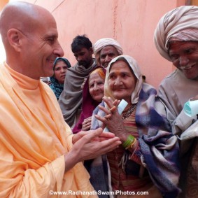 Radhanath Swami visiting Patients RadhanathSwamiinBarsanaEyeCampFebruary2012210 1 new 283x283 Radhanath Swami At Barsana Camp 2012