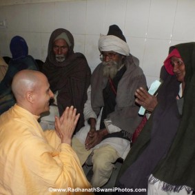 Radhanath Swami with Patients RadhanathSwamiinBarsanaEyeCampFebruary2012606 new 283x283 Radhanath Swami At Barsana Camp 2012