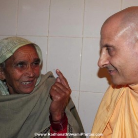 Radhanath Swami with Patient RadhanathSwamiinBarsanaEyeCampFebruary2012623 new 283x283 Radhanath Swami At Barsana Camp 2012