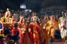 Radhanath Swami doing Ganga Arati 1