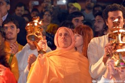 Radhanath Swami doing Ganga Arati
