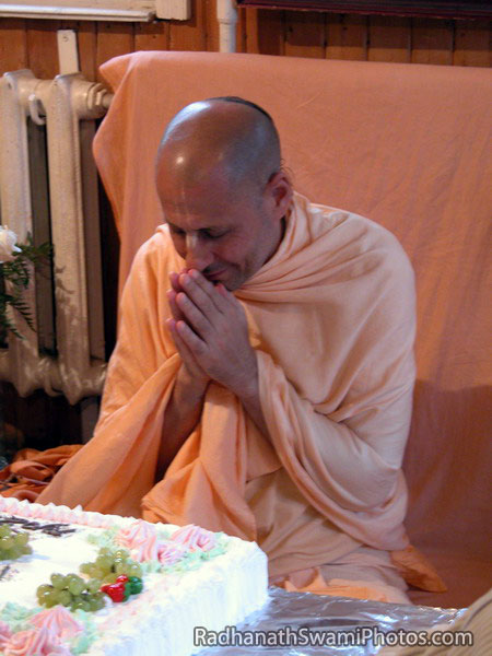 Radhanath Swami Accepting Cake Offering