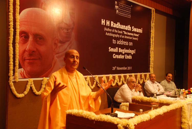 Radhanath swami at Ahmedabad Management Association