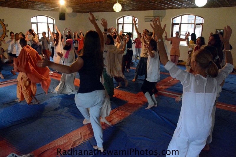 Yoga Students dancing for Hare Krishna Kirtan at Rishikesh