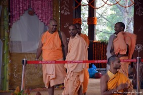 Devotees at Temple at Govardhan ecovillage